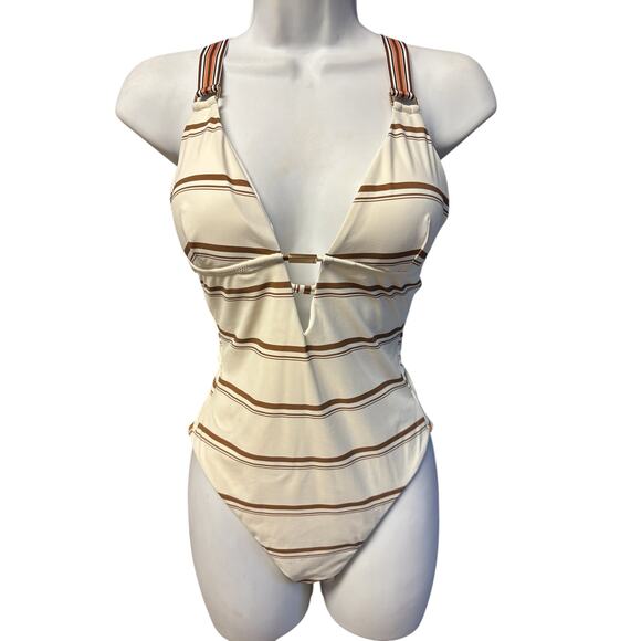 Reiss Freda Striped Cross-Back One Piece Swimsuit NWT Size 4 - Picture 8 of 9